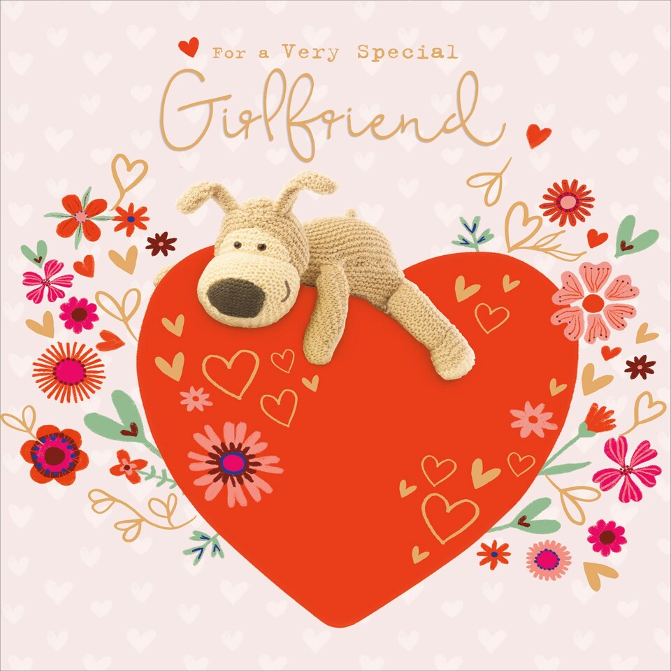 image 1 of Boofle Laying on Top Of Red Heart Girlfriend Valentine's Day Card