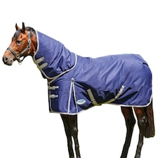 Weatherbeeta Comfitec Essential Plus Detachable Neck Lightweight Horse Turnout Rug - Navy/Silver/Red - 7´