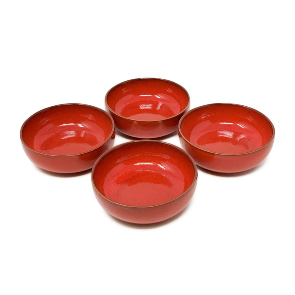 image 1 of Verano Spanish Ceramics Selena Glazed Set of 4 Small Bowls - 10cm Red Red