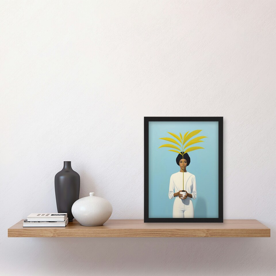 image 1 of Presenting Kentia Palm Simple Minimalist Home Decor Black Framed Wall Art Print A4