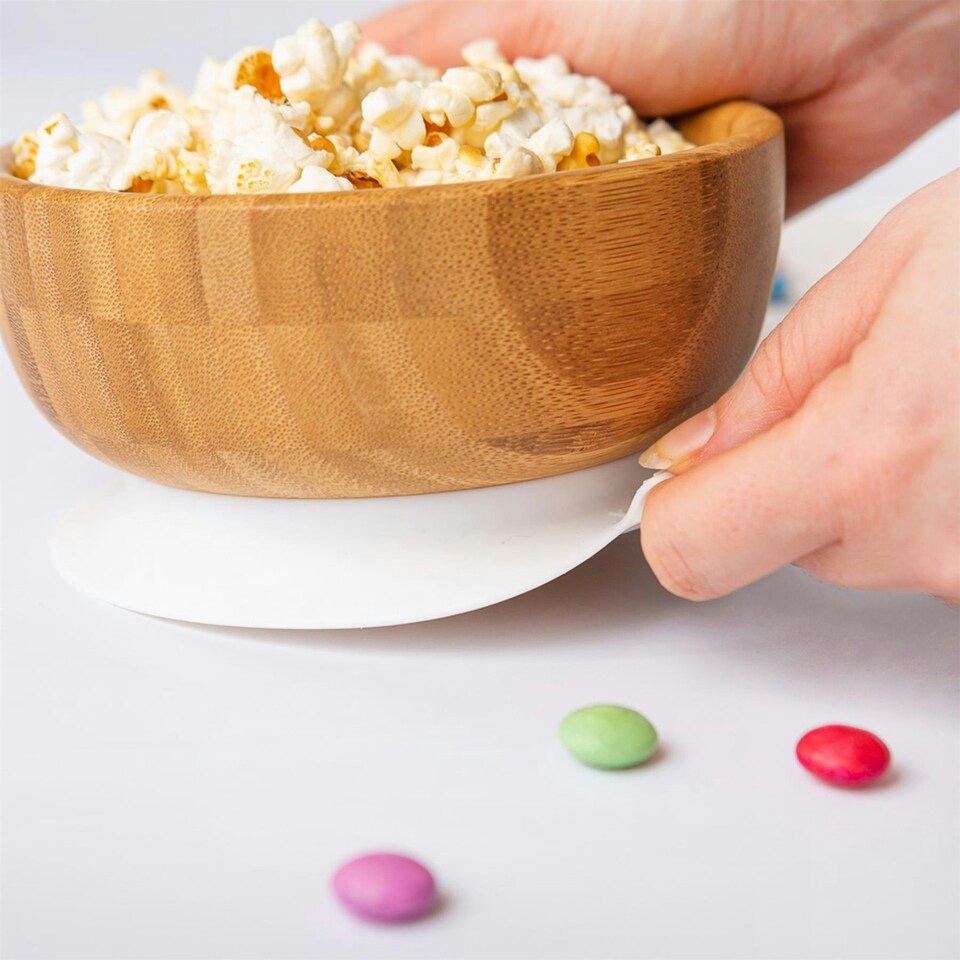 image 1 of Tiny Dining Children's Bamboo Suction Bowl - White White