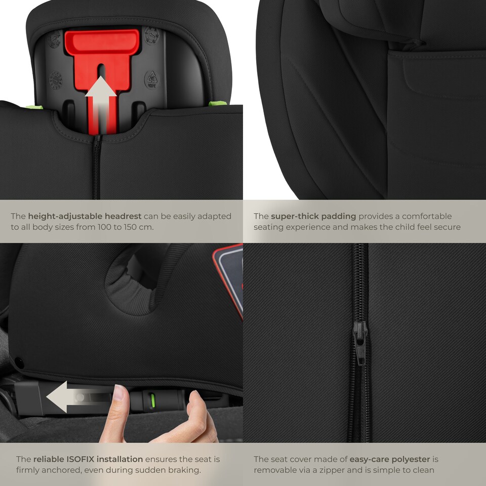 image 1 of Car Seat Levi - ECE R129-03, i-Size and ISOFIX approved, washable cover | Black | black | 45 x 48 x 81 cm | 1