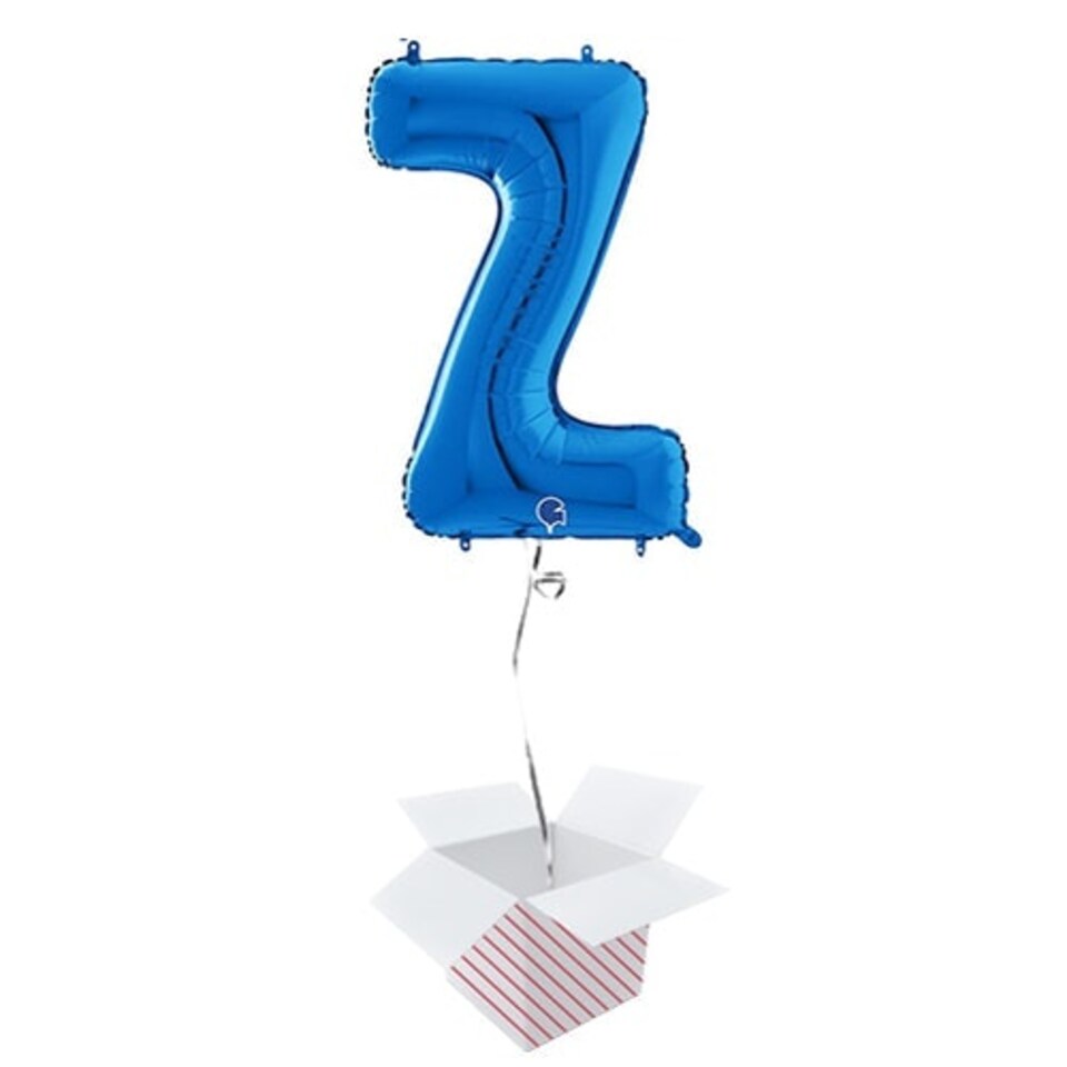 Blue Letter Z Helium Foil Giant Balloon - Inflated Balloon in a Box