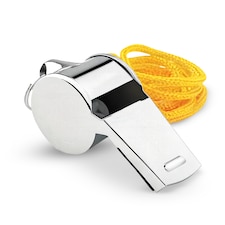 Silver Stainless Steel Referee Metal Whistle with Lanyard - 2pcs