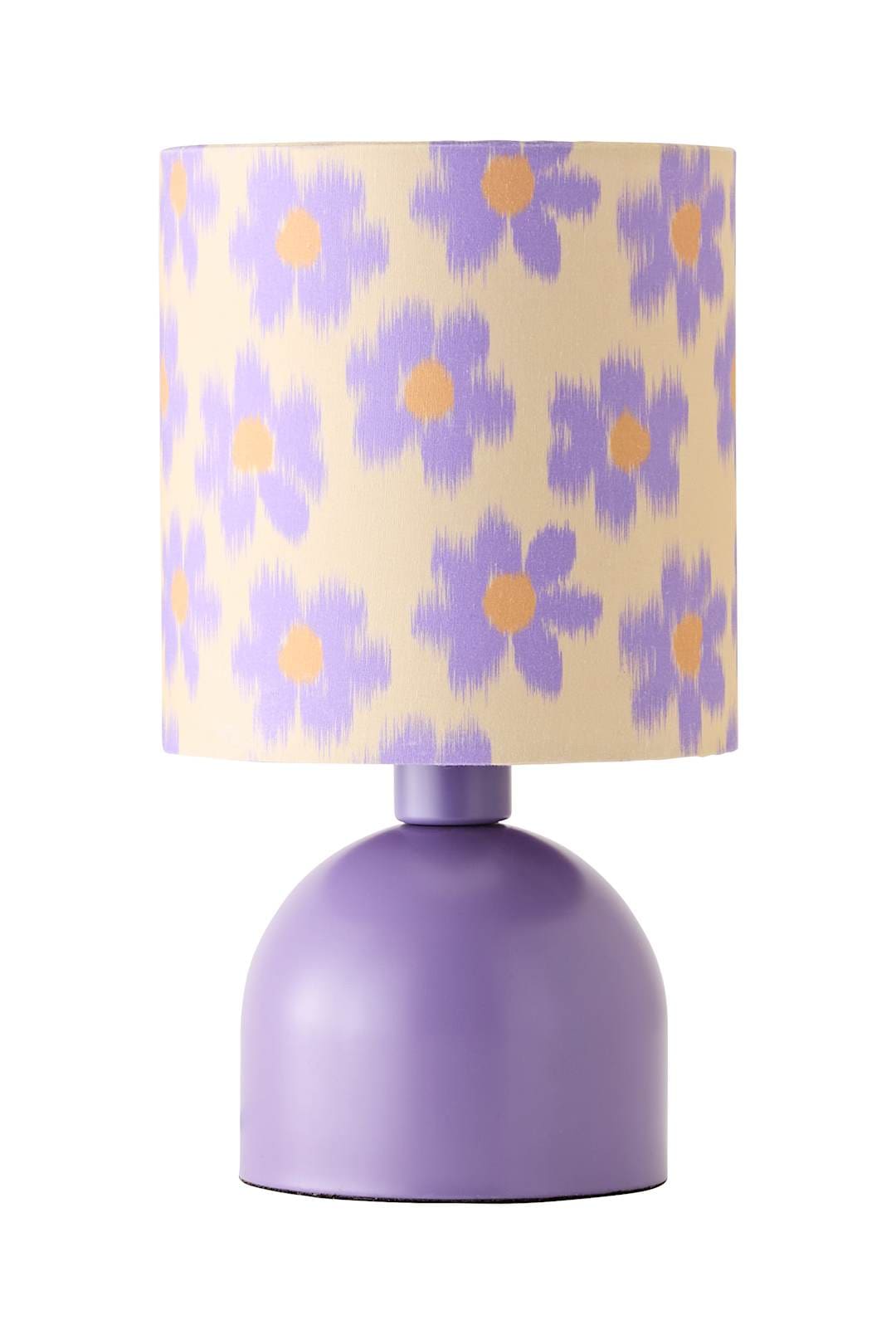 ValueLights Miley Purple Floral Print Compact Table Lamp with Bulb