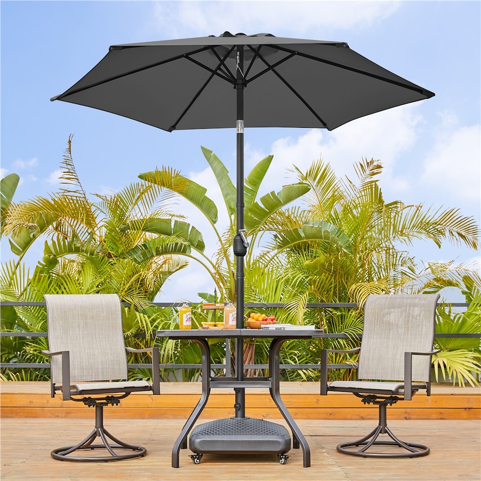 image 1 of Yaheetech 226 cm Patio Umbrella Market Umbrella with 6 Ribs-Grey