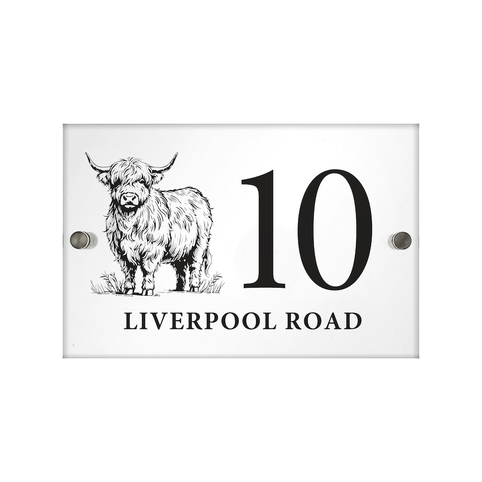 image 1 of Personalised Highland Cow Acrylic House Sign