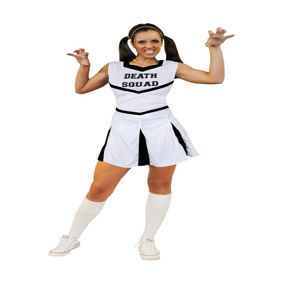 image 1 of White Cheerleader Fancy Dress Costume White | L