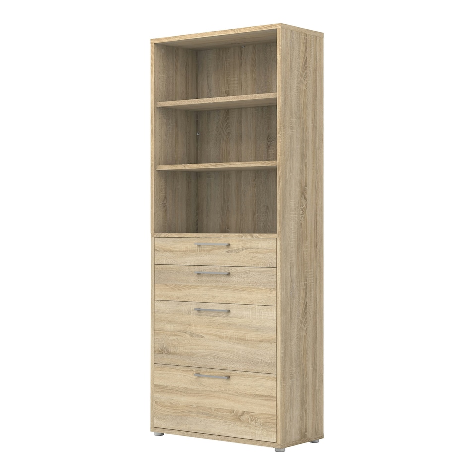 image 1 of Prima Bookcase 2 Shelves With 2 Drawers 2 File Drawers In Oak