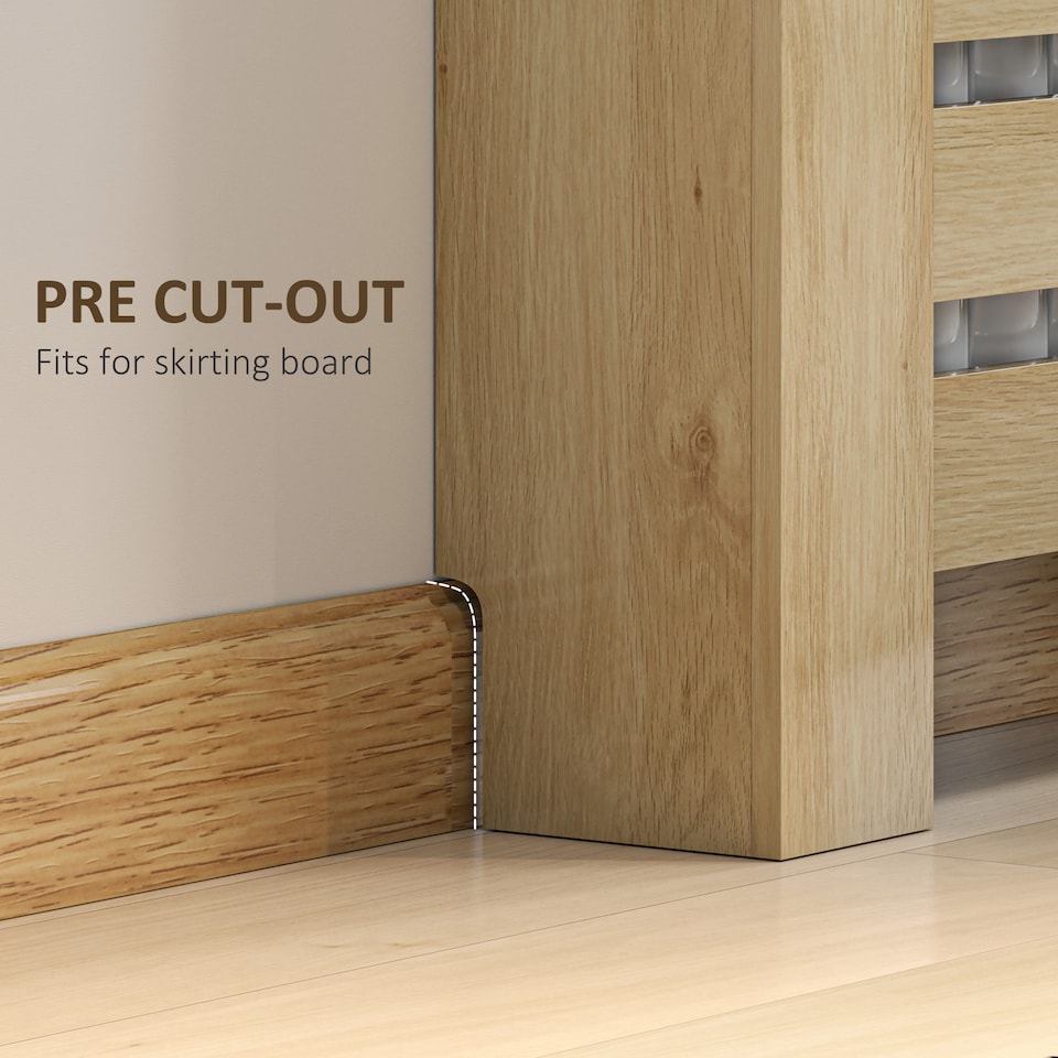 image 1 of HOMCOM Radiator Cover with Drawer, Horizontal Slat, 111cm, Oak