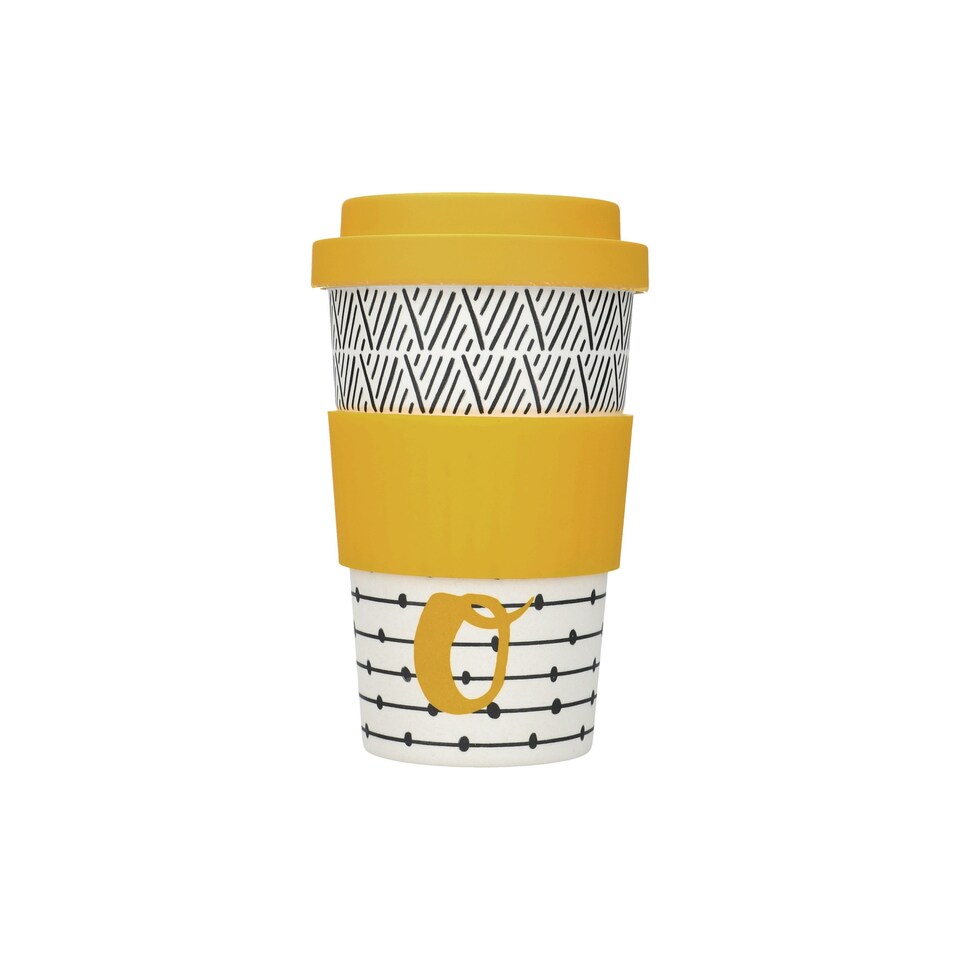 image 1 of KitchenCraft 410ml Bamboo A to Z Letter "O" Reuseable Mug Multi