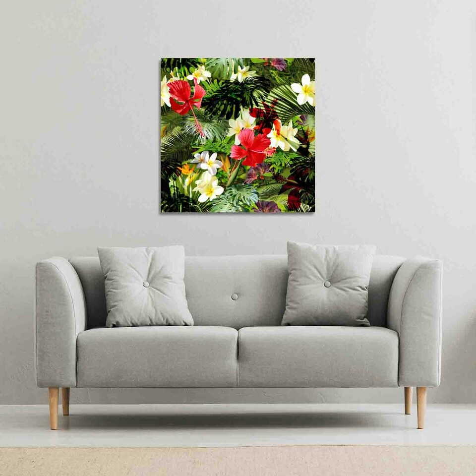 image 1 of Tropical Foliage (Canvas Print) 77 x 77 x 4cm