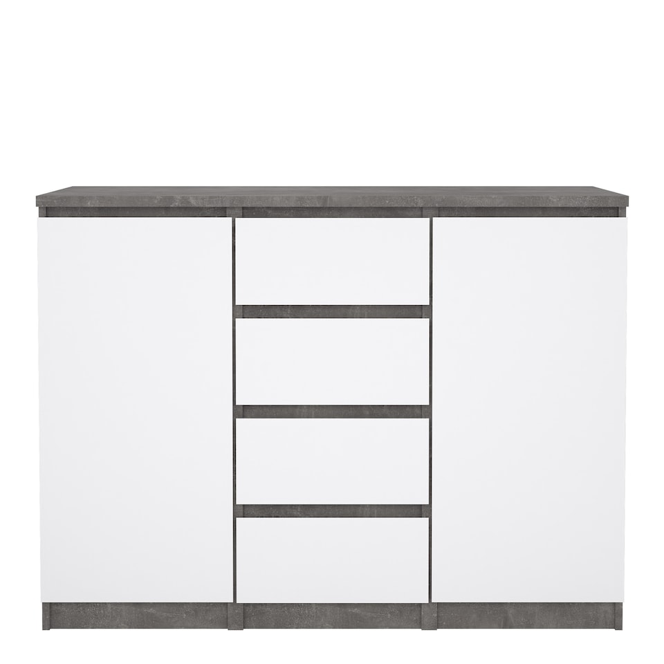 image 1 of Naia Sideboard 4 Drawers 2 Doors in Concrete and White High Gloss