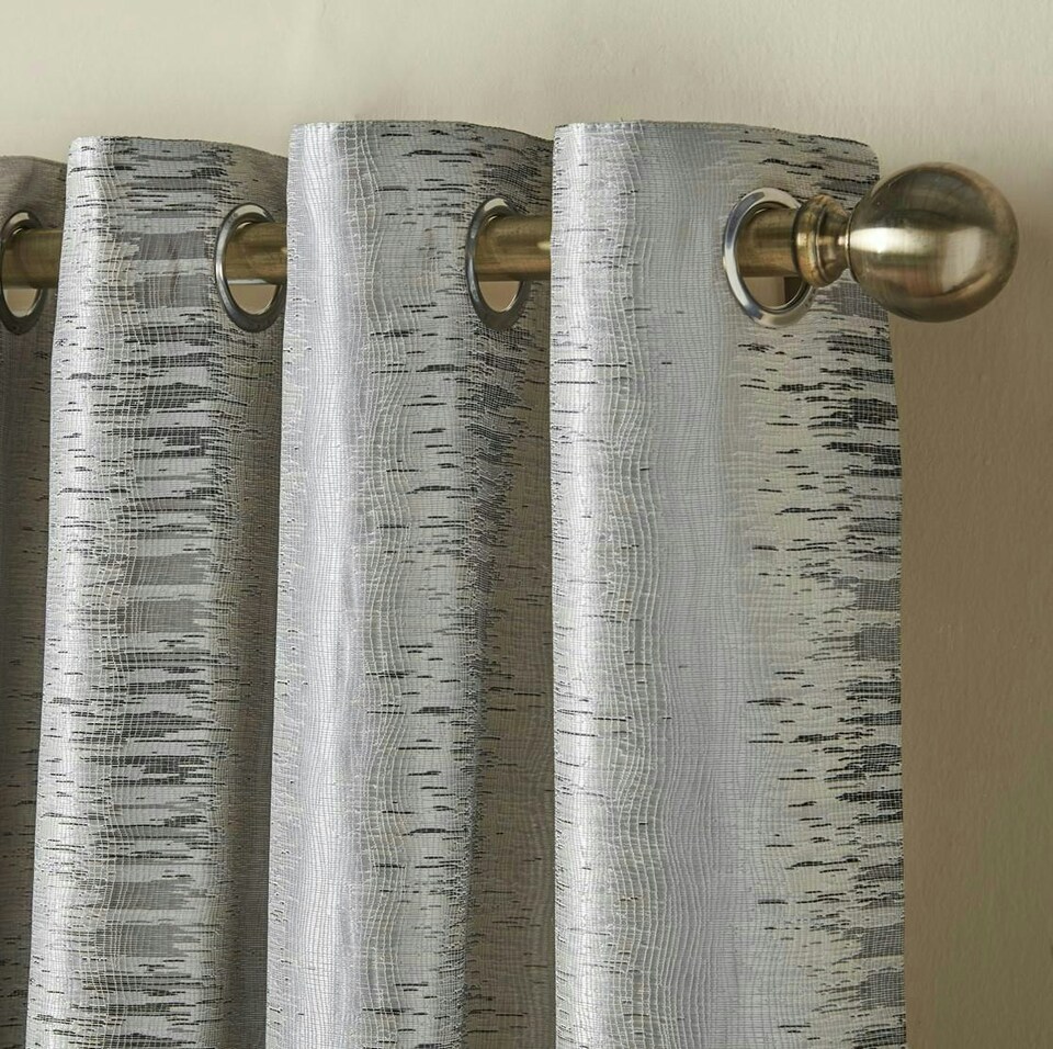 image 1 of Reflect Ring Top Lined Curtains - 168cm x 137cm - Silver