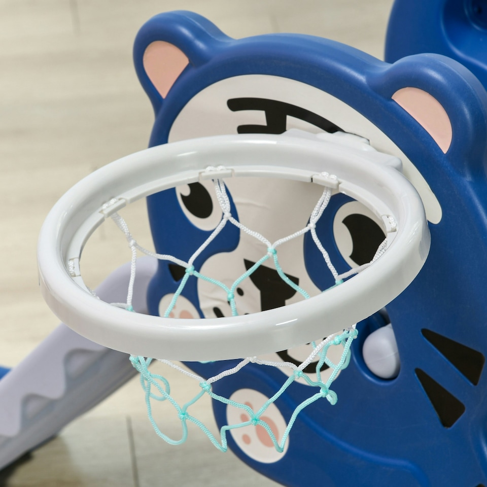 image 1 of AIYAPLAY Kids Slide with Basketball Hoop, Basketball, for 18-36 Months, Blue
