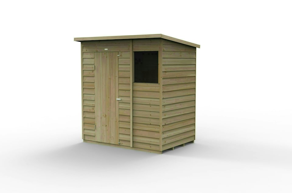 image 1 of Forest Garden 6x4 4LIFE Pent Shed 25yr Guarantee Overlap Pressure Treated  - Single Door - 1 Window