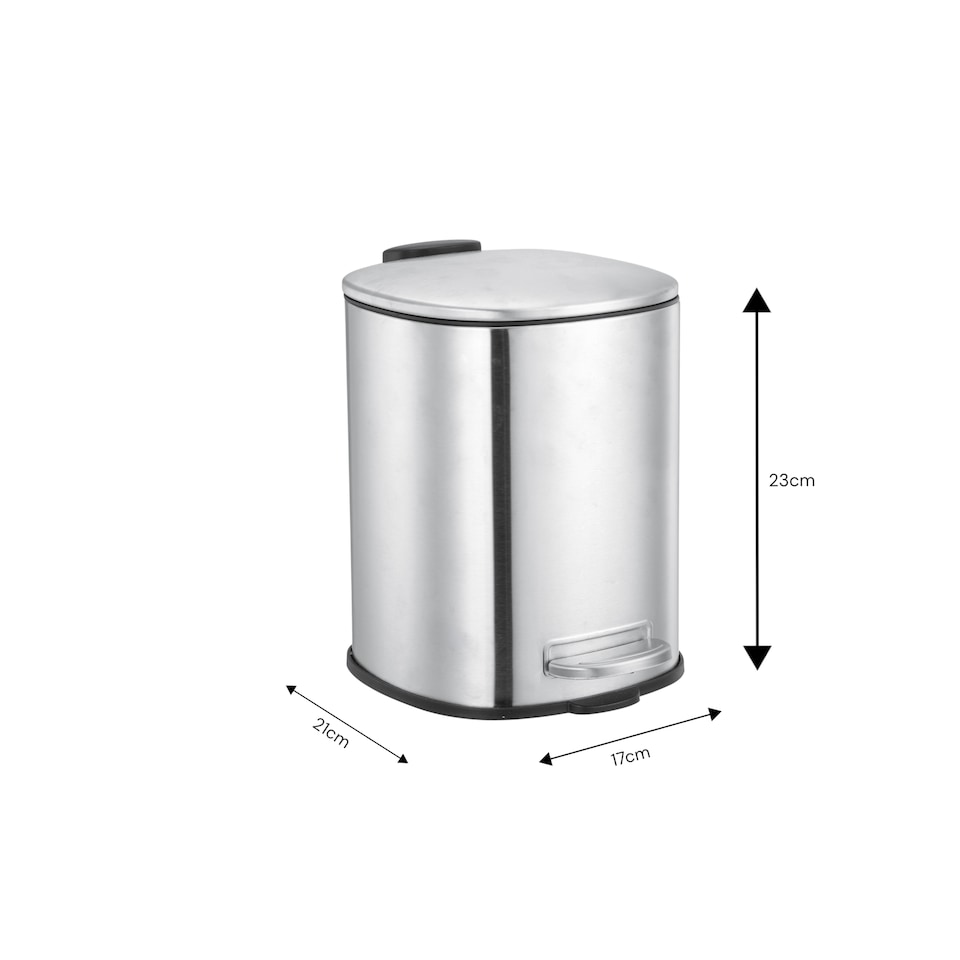 image 1 of Showerdrape Capri Stainless Steel Satin 3L Pedal Bin | Chrome | Satin Chrome | 1
