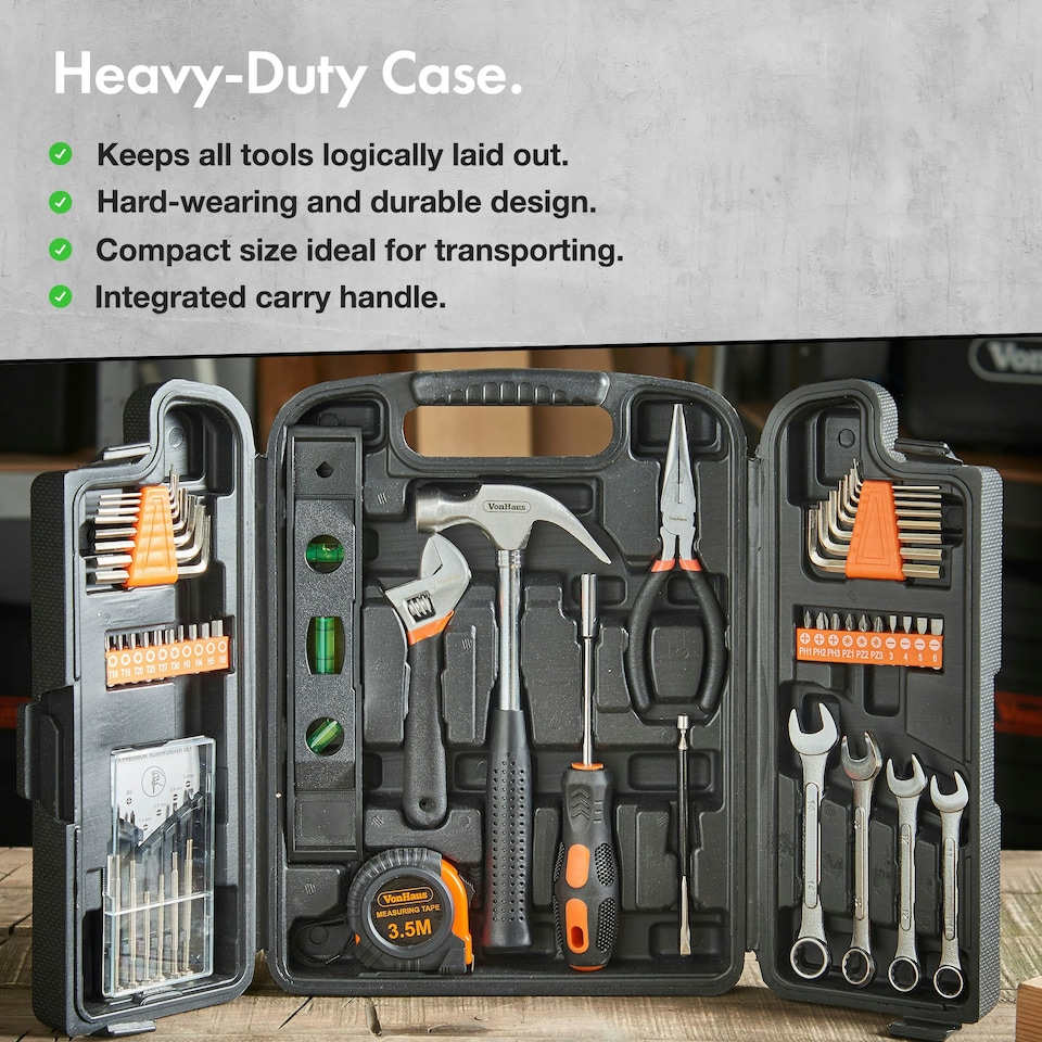 image 1 of VonHaus Household 53pc Tool Kit with Carry Case