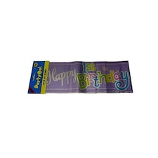 Party On! Text 1st Birthday Banner - Purple - One Size