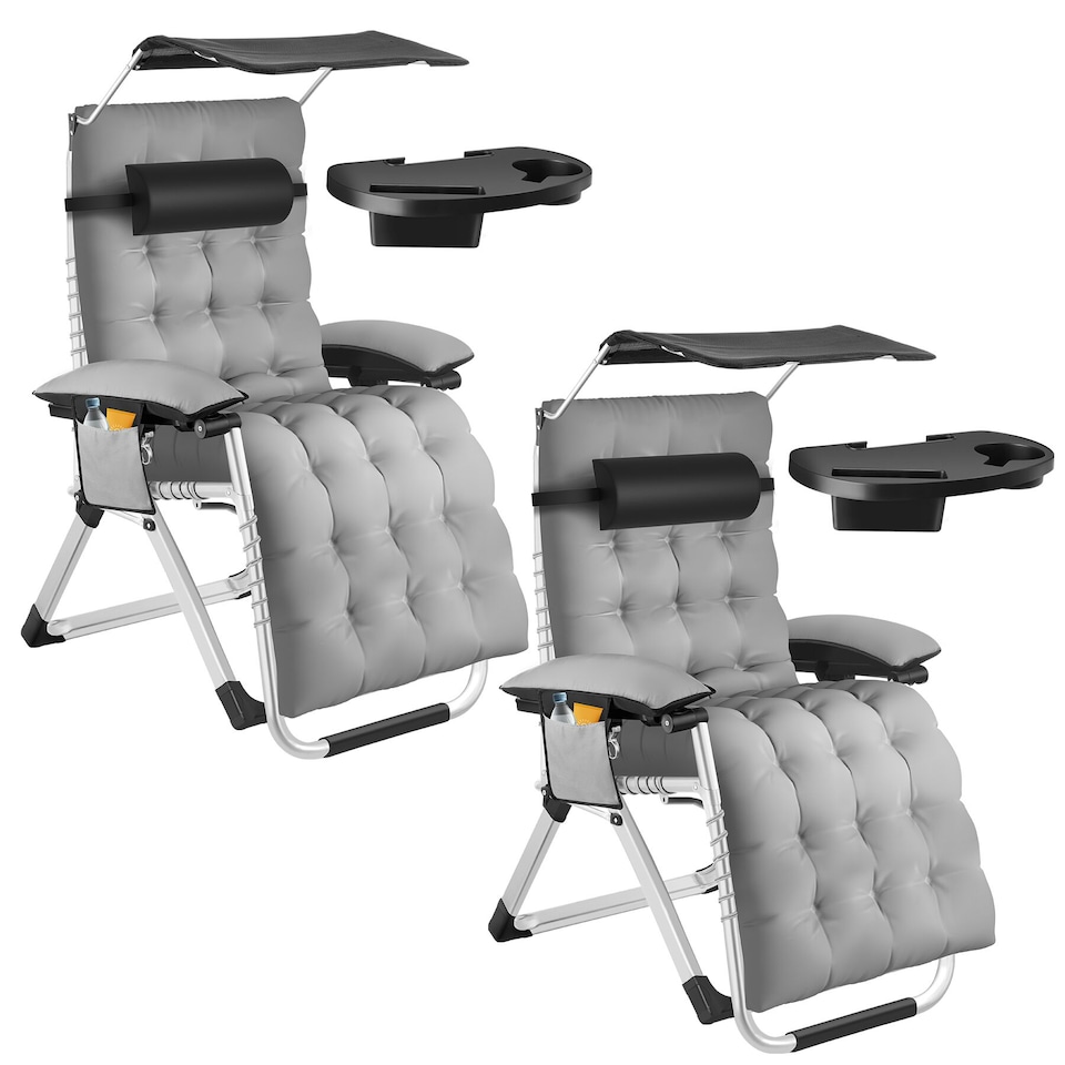 image 1 of Sun Lounger Cirrus with Plush Padding, Built-in Sun Shade and Folding Function | Grey | light grey | One Size | 2