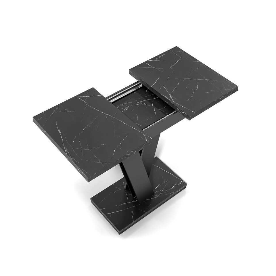 image 1 of Marble Extendable Dining Table Black Marble Effect Small Kitchen Table 120 -160cm - Cari