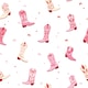 image 1 of Cowboy Boot Wallpaper in Pink | Pink | Pink