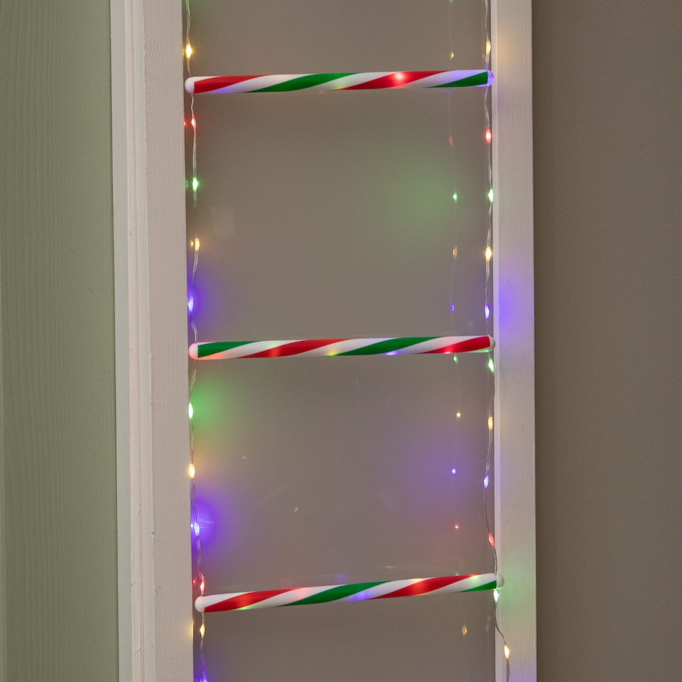1.92m Light up Santa Climbing Ladder Christmas Decoration with Multi ...