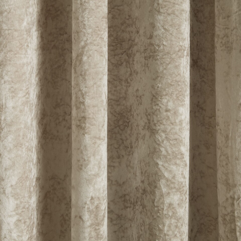 image 1 of Catherine Lansfield Crushed Velvet Lined Eyelet Curtains | Cream | Natural
