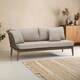 image 1 of Interiors by Premier Rattan Chaise Lounge, Wooden Airy Chaise Lounge for Living Room, Bedroom, Lounger with Grey Cushioning Cream