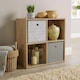 image 5 of Storage Cube 4 Shelf Bookcase Wooden Display Unit Organiser Home | Brown | Oak