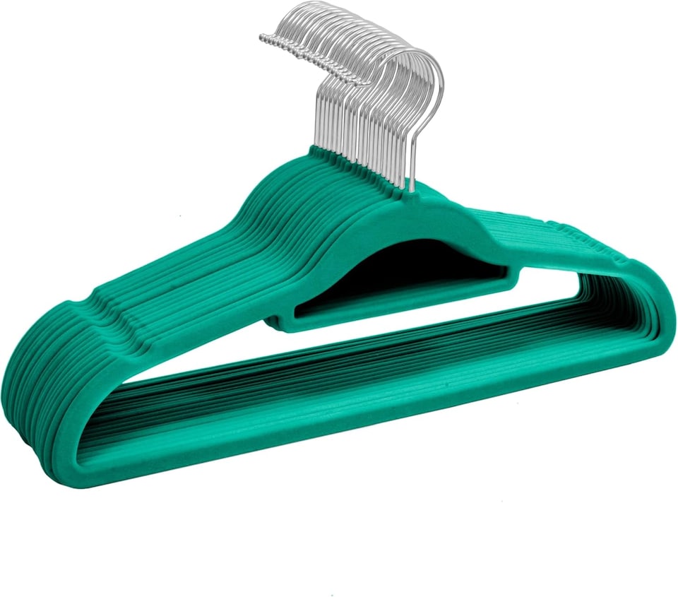 image 1 of Sasha Morel 20-Pack Teal Velvet Coat Hangers, Non-Slip Space-Saving Clothes Hangers
