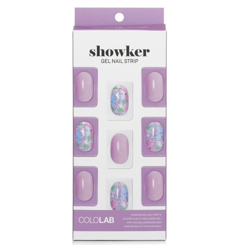image 1 of Showker Gel Nail Strip # Csa311 Violet Flower - 1pcs
