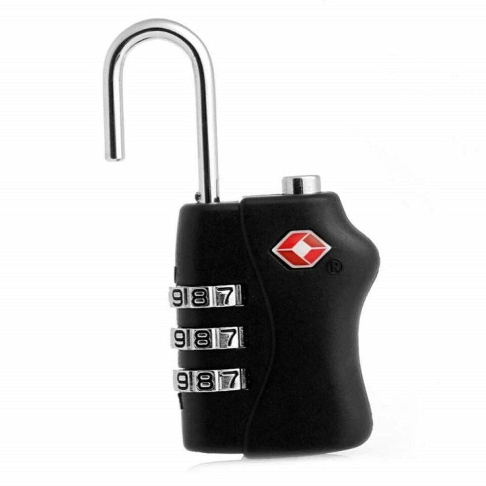 image 1 of TSA Approved Black 3 Combination Travel Suitcase Luggage Padlock Black