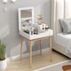 image 2 of HOMCOM Dressing Table with Flip-up Mirror, Makeup Desk with 2 Drawers and Pine Wood Legs, Vanity Table Writing Desk for Bedroom Living Room, White