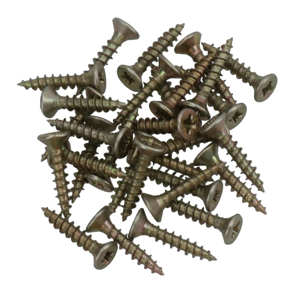 image 1 of 3mm x 16mm Countersunk Wood Chipboard Screw Fasteners PZ1 Drive 30pc