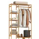 image 6 of HOMCOM Bamboo Clothes Rail Garment Rack with 6 Tier Storage Shelf Hanging Rod