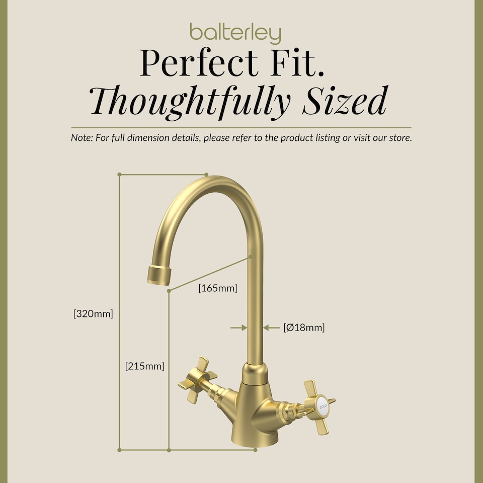 image 1 of Balterley Traditional Mono Mixer Kitchen Tap with Crosshead Handles | Copper | Brushed Brass | 1