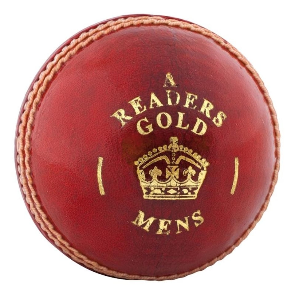 image 1 of Readers Leather Cricket Ball | Red | Red/Gold | One Size | 1