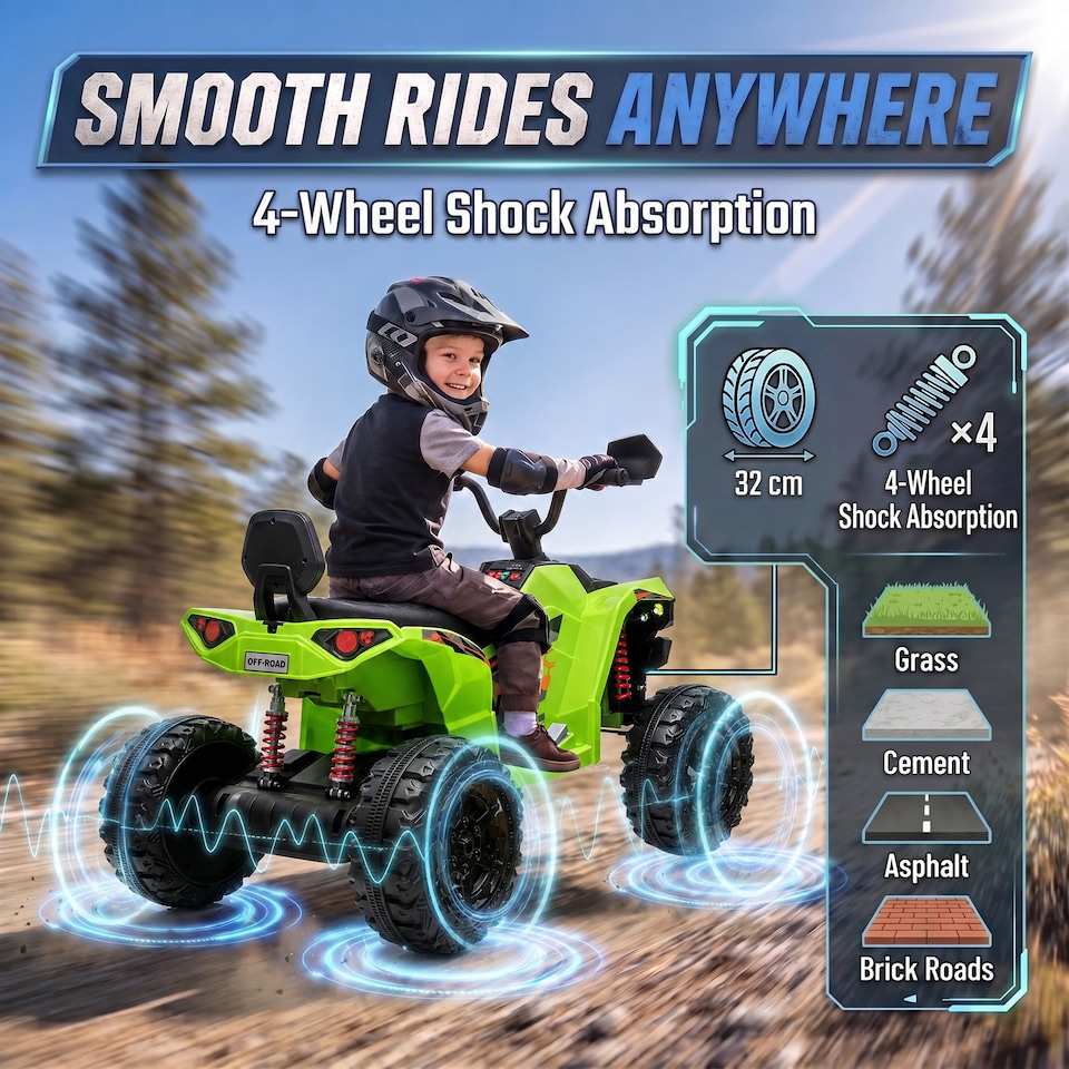 image 1 of AIYAPLAY 24V 2 Seater Electric Quad Bike for Boys Girls, Ride On Car ATV