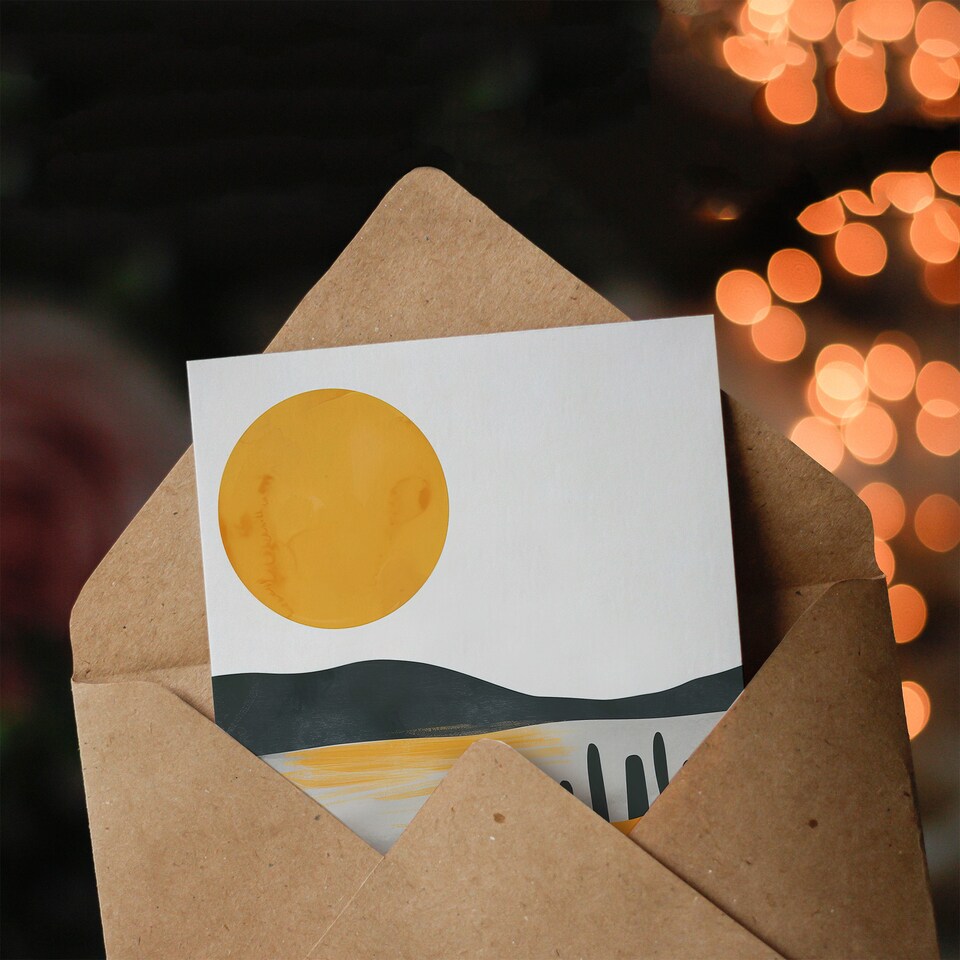 image 1 of Greeting Card Lake Pleasant Sunrise Arizona Abstract Landscape