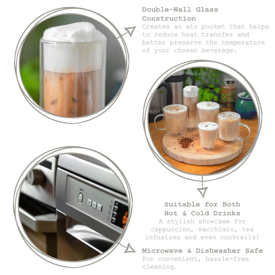 image 1 of Rink Drink Double-Walled Glass Mugs Set - 360ml - Pack of 6 | Clear | Clear