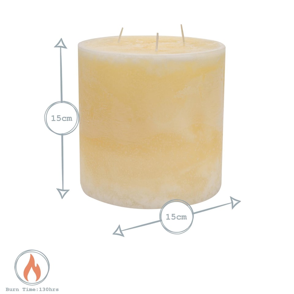 image 1 of Nicola Spring Round 3 Wick Vanilla Pillar Candle - 130 Hours - Ivory | Cream | Beige