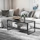 image 2 of HOMCOM Two-Tier Coffee Table Marble Effect Shelf Metal Frame Black Black