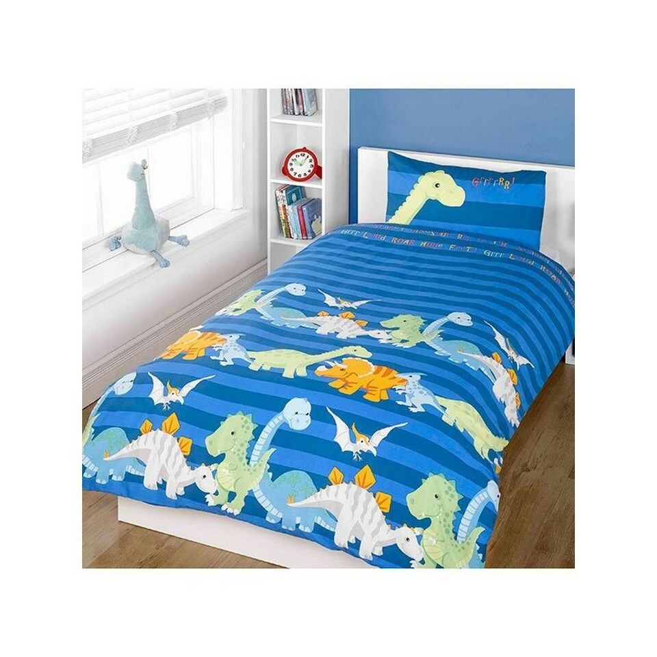 image 1 of Rapport Dinosaur Duvet Cover Set - Blue - Single Blue | Single
