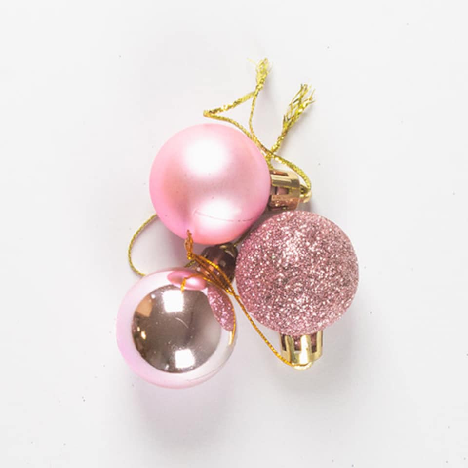 image 1 of Hot Pink Shatterproof Christmas Baubles 3cm Pack of 12 Tree Ornaments