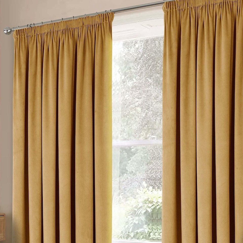 image 1 of Montreal 229cm x 183cm Gold Taped Top Curtains | Gold | Gold | 1