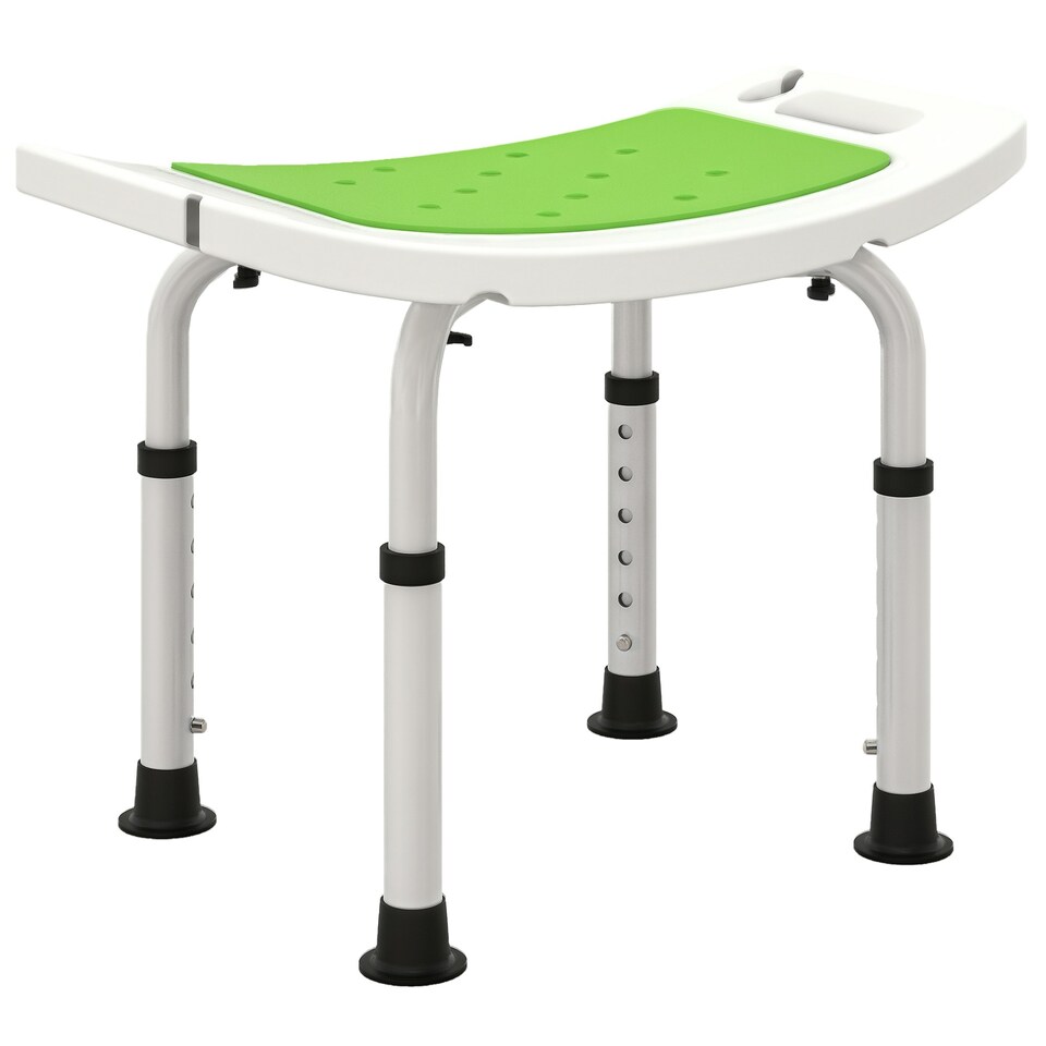 image 1 of HOMCOM Adjust Aluminium Bath Stool Shower Non-Slip w/ Shower Hole, Green