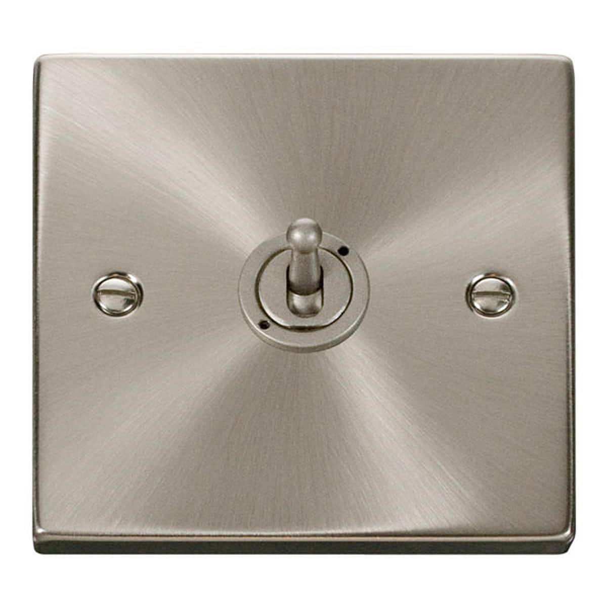 SE Home Satin / Brushed Chrome Intermediate 10AX Toggle Light Switch in Metallic Silver