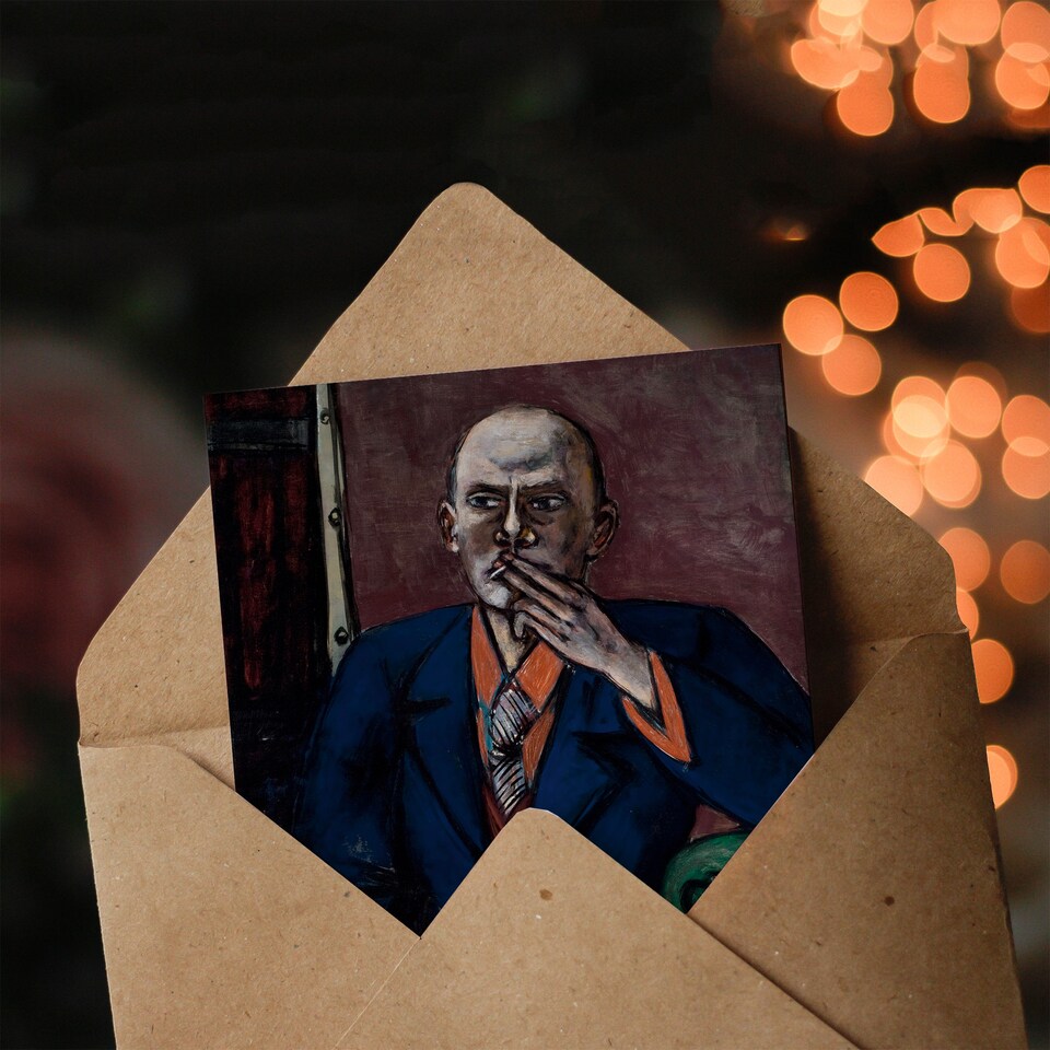 image 1 of Max Beckmann Art Card 1950 Self Portrait With Cigarette