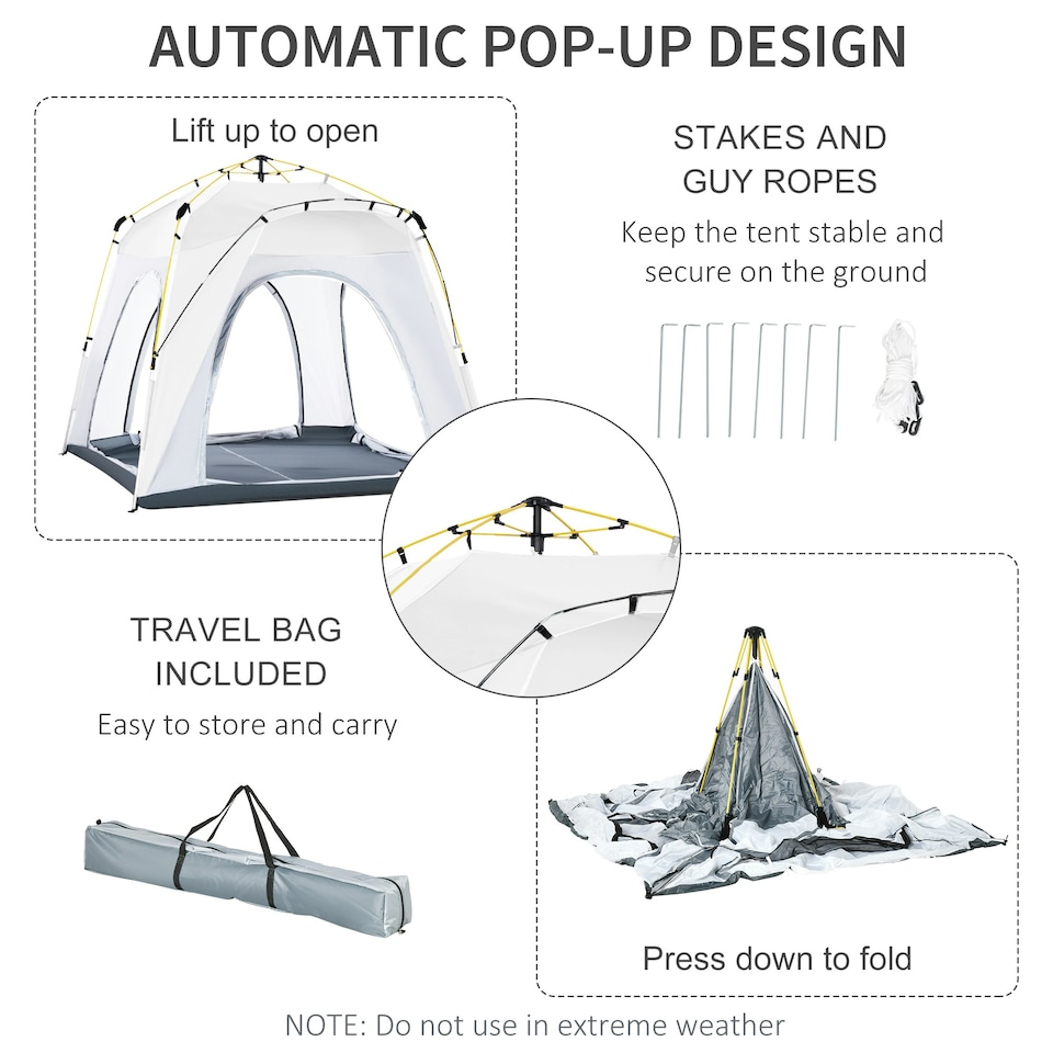 image 1 of Outsunny 4 Man Pop Up Tent Camping Backpacking Dome Tent, Green